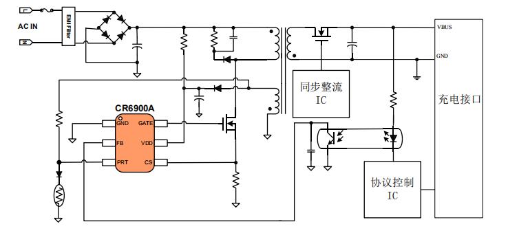 cr6900a pd电源快充芯片电路图